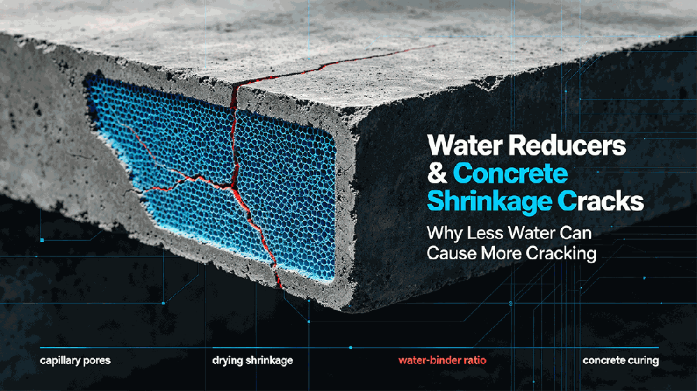How water reducers Cause More concrete shrinkage cracks despite Lower Mixing Water